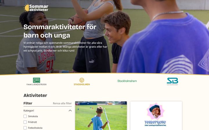 Screenshot of sommaraktiviteter.se