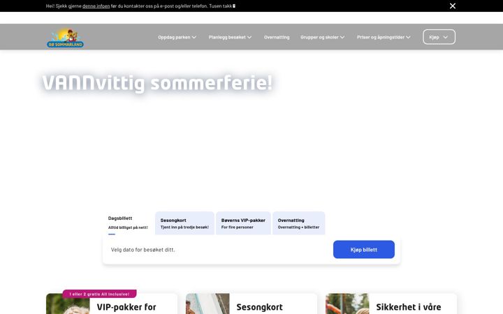 Screenshot of sommarland.no