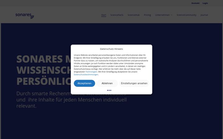 Skärmbild av sonares.org