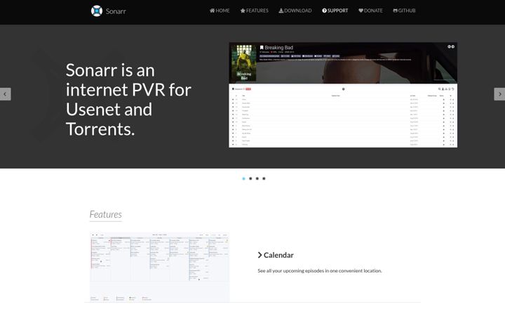 Screenshot di sonarr.tv