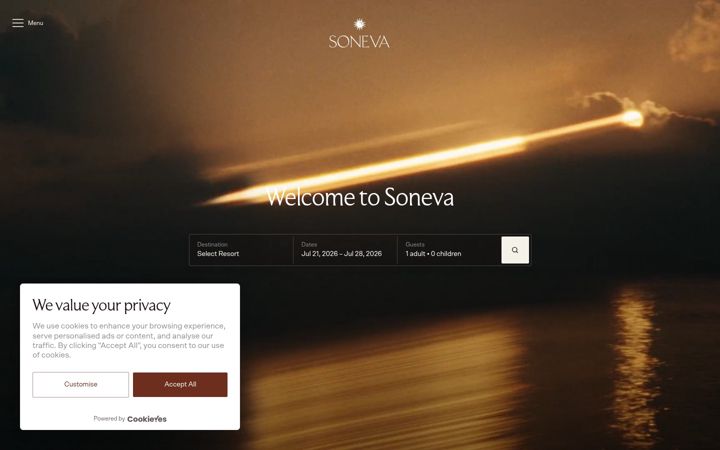 Screenshot of soneva.com