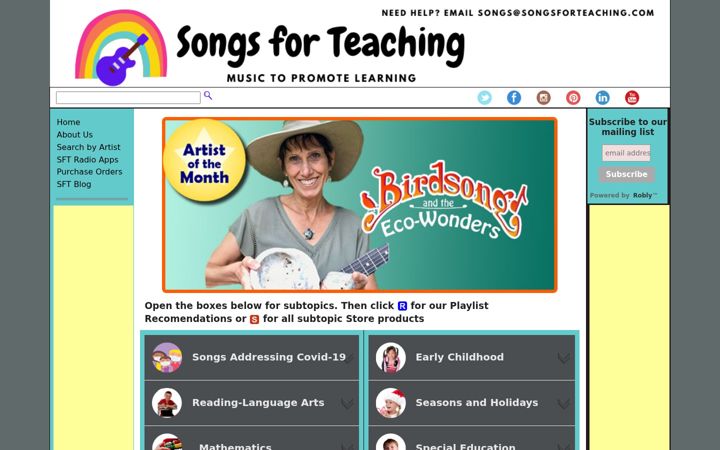 Zrzut ekranu songsforteaching.com