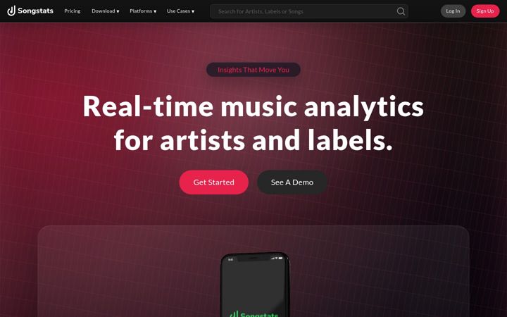 Screenshot of songstats.com