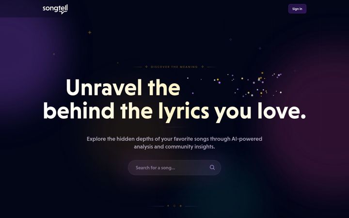 Screenshot of songtell.com