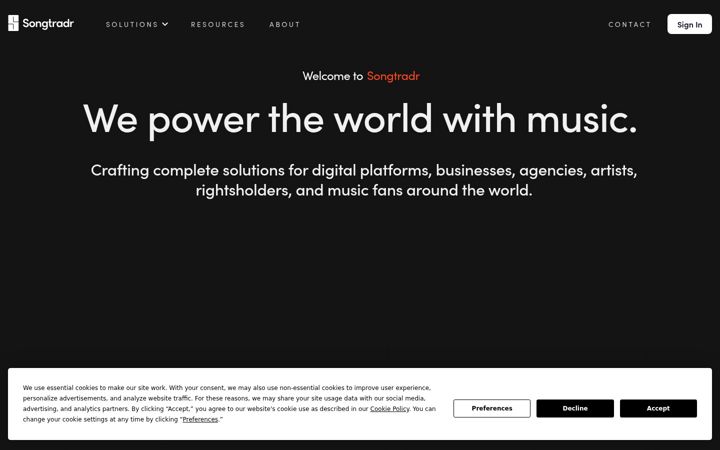 Screenshot of songtradr.com
