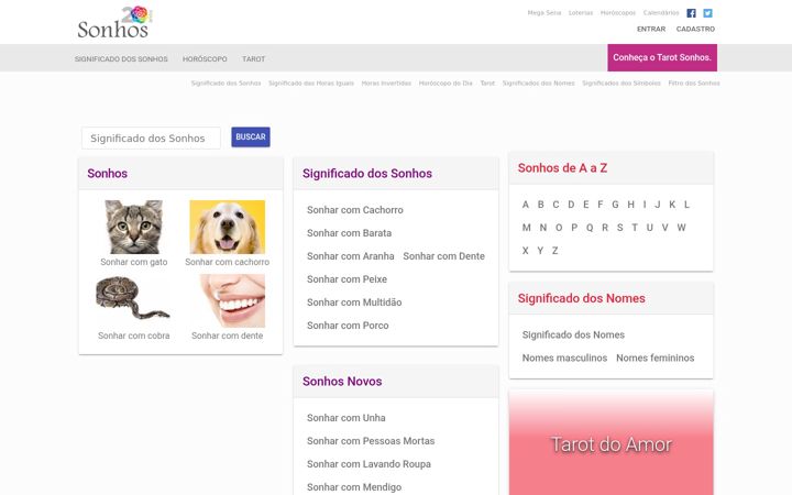 Screenshot of sonhos.com.br