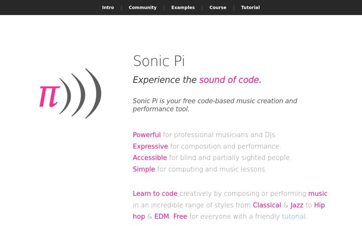 Screenshot of sonic-pi.net