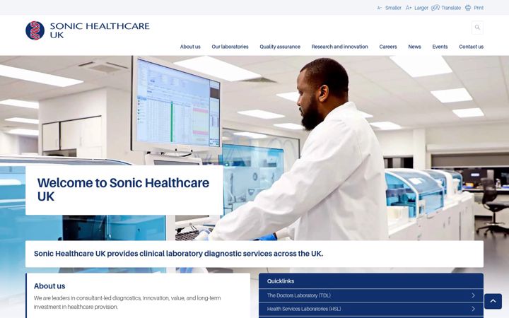 Screenshot di sonichealthcare.co.uk