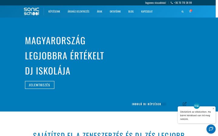 Screenshot van sonicschool.hu