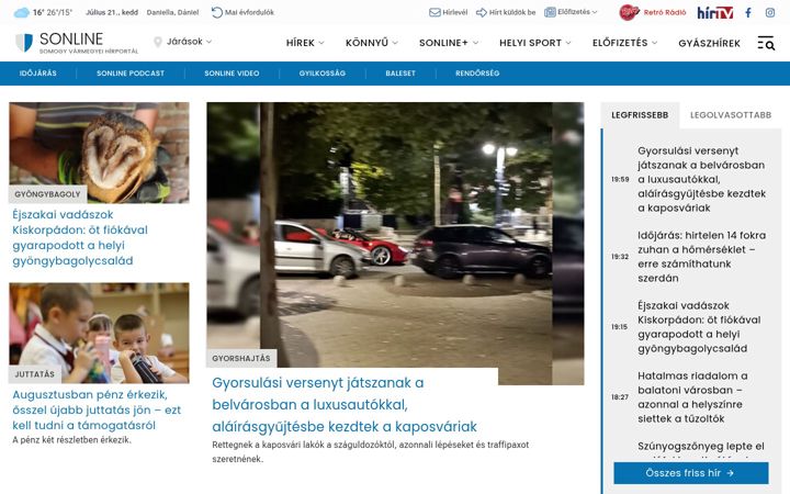 Screenshot του sonline.hu