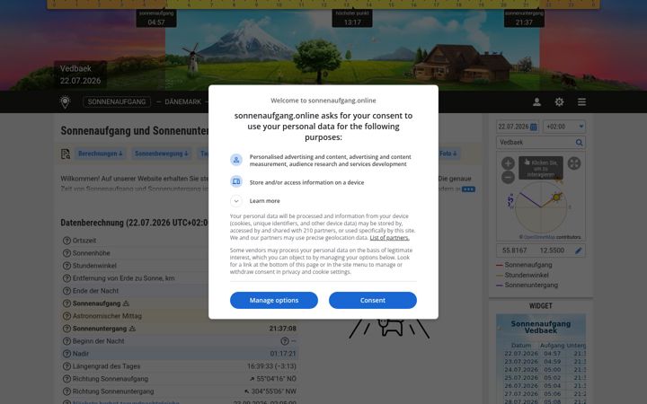 Screenshot von sonnenaufgang.online