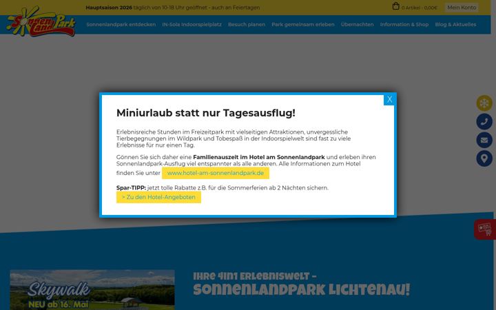Posnetek zaslona sonnenlandpark.de