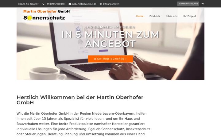 Skjermbilde av sonnenschutz-oberhofer.de