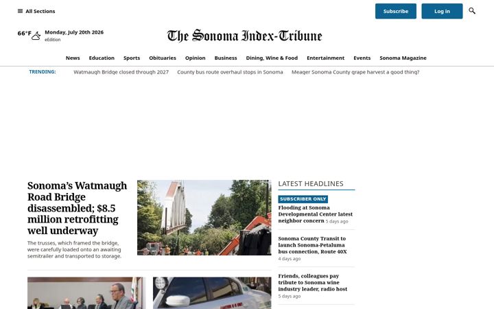 Screenshot of sonomanews.com
