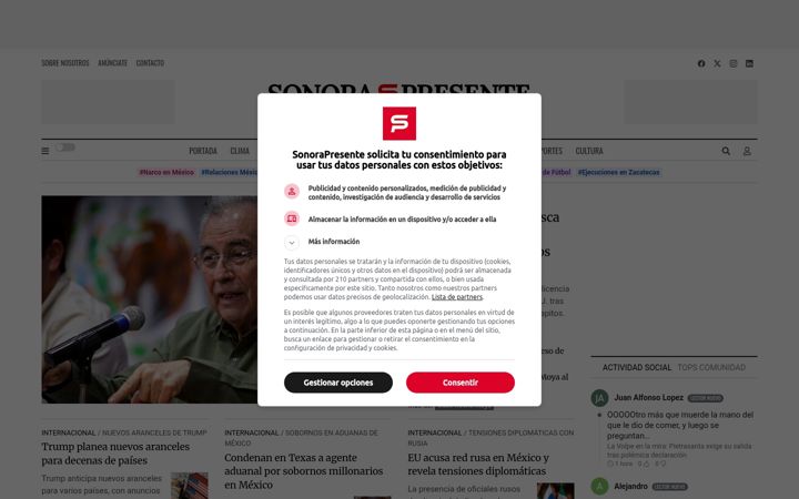 Screenshot του sonorapresente.com