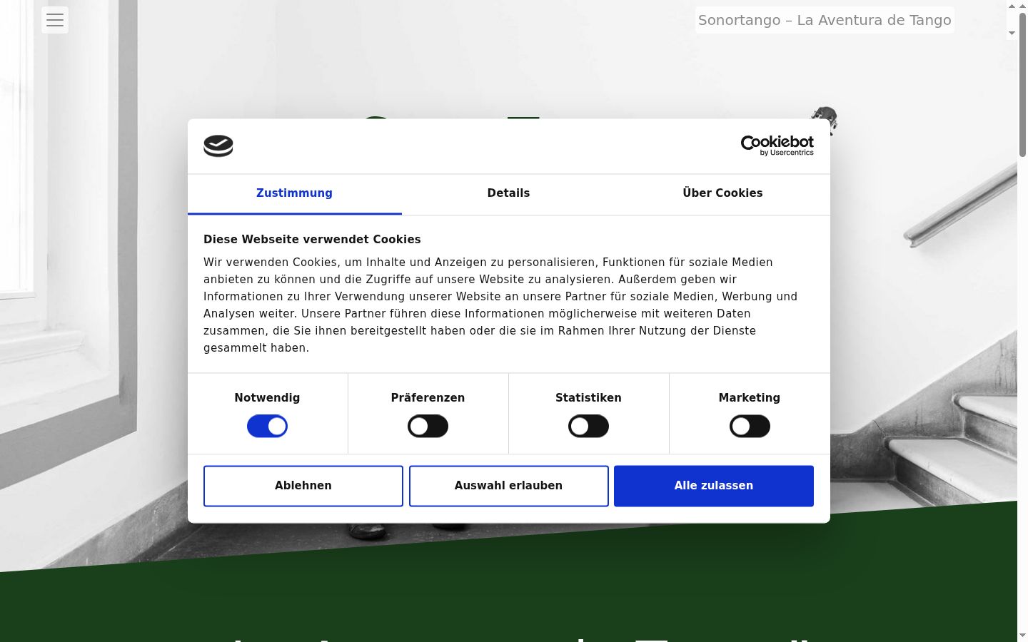 Screenshot of the consent banner shown before any interaction
