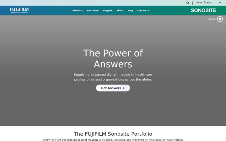Screenshot of sonosite.com