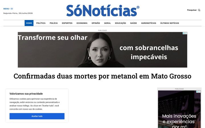Screenshot of sonoticias.com.br