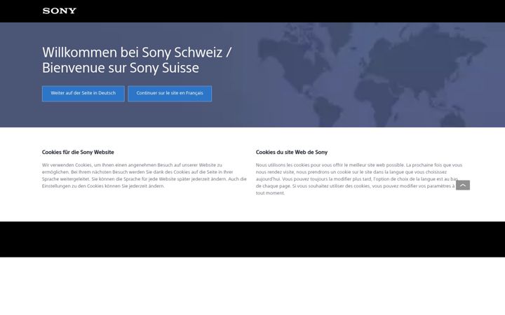 Screenshot of sony.ch