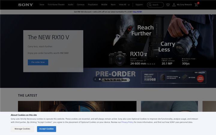 Skärmbild av sony.com.my