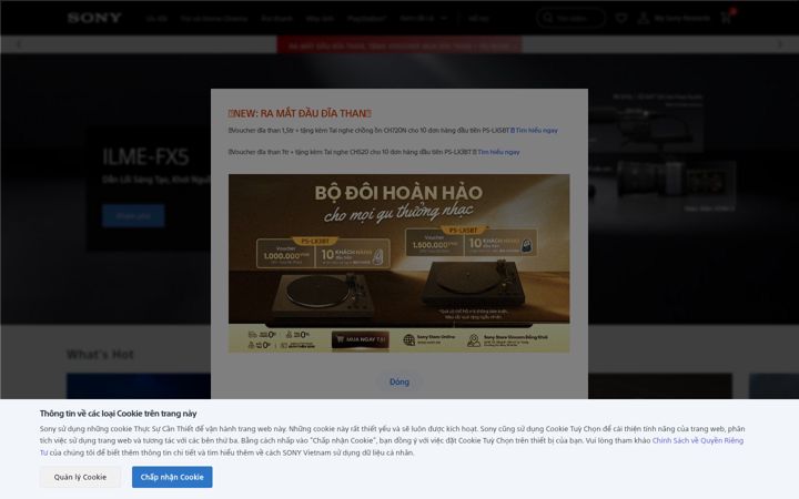 Kuvakaappaus sivustosta sony.com.vn