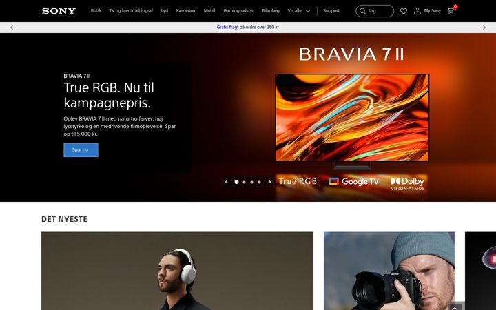 Screenshot of sony.dk