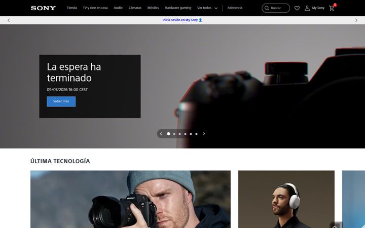 Screenshot of sony.es