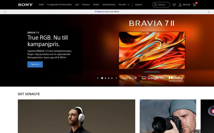 Screenshot of sony.se