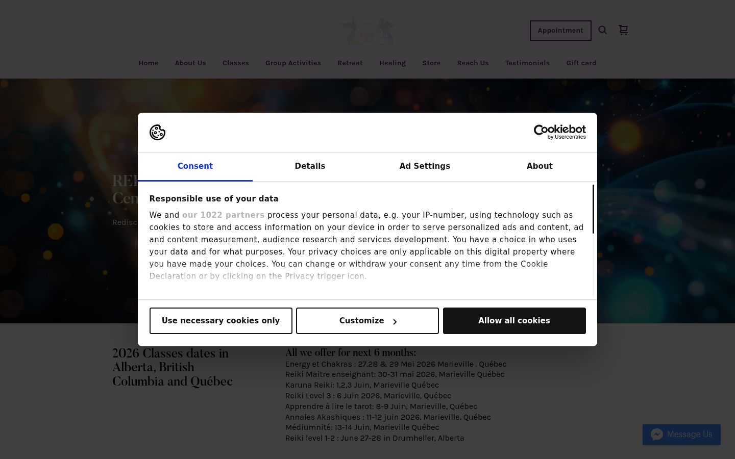Zrzut ekranu banera zgody wyświetlanego przed jakąkolwiek interakcją