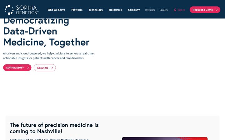 Screenshot of sophiagenetics.com
