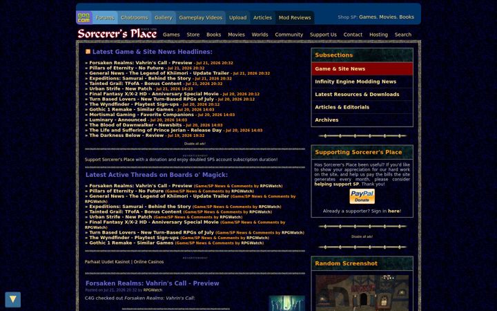 Zrzut ekranu sorcerers.net