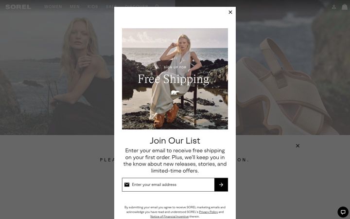 Screenshot of sorel.com