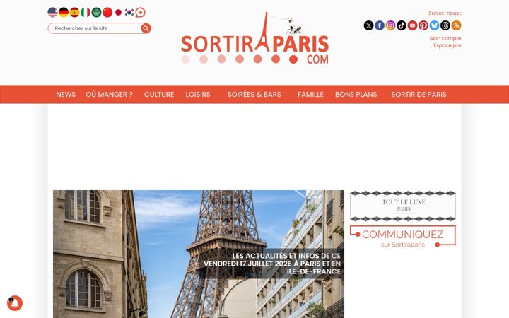 Screenshot of sortiraparis.com