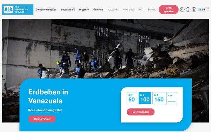 Screenshot of sos-kinderdorf.ch