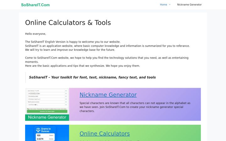 Screenshot of soshareit.com