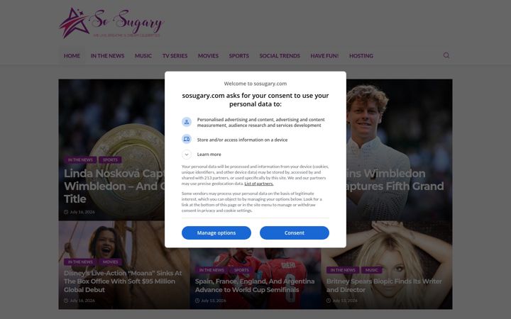 Snímek obrazovky sosugary.com