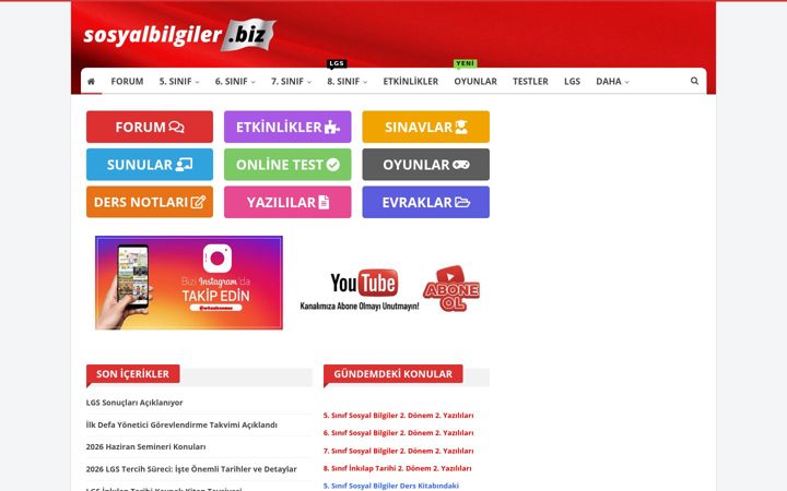 Screenshot of sosyalbilgiler.biz