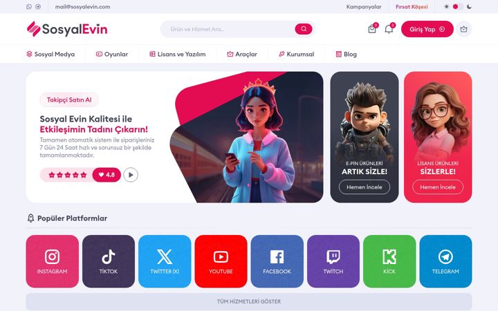 Screenshot of sosyalevin.com