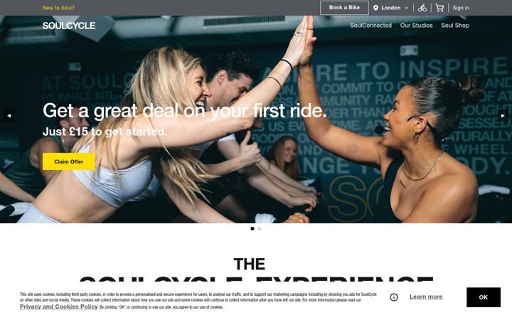 Screenshot of soul-cycle.com