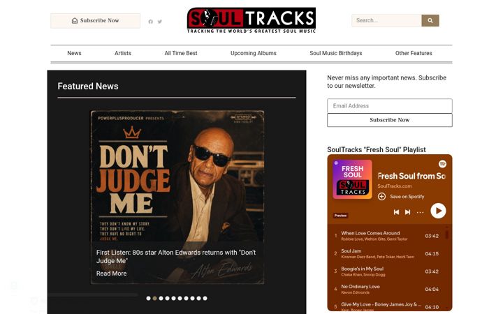 Screenshot of soultracks.com