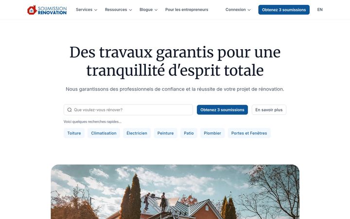 Screenshot of soumissionrenovation.ca