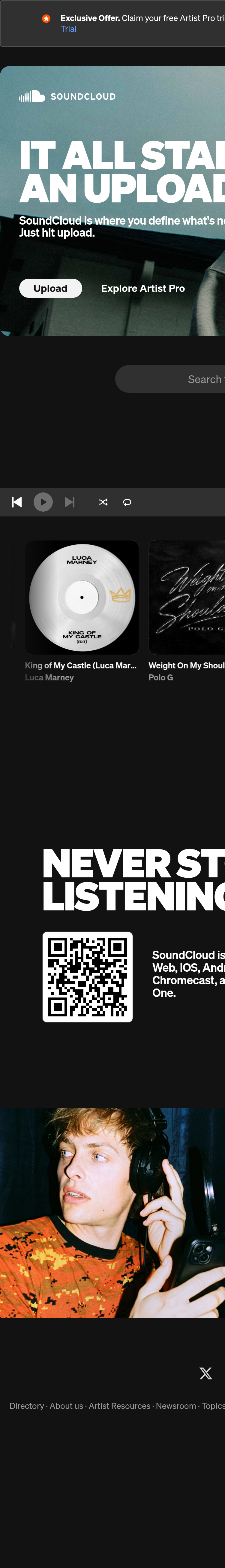 Mobile screenshot of soundcloud.com