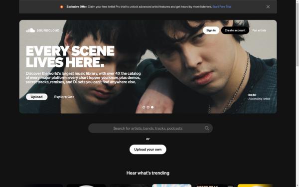 Screenshot of soundcloud.com
