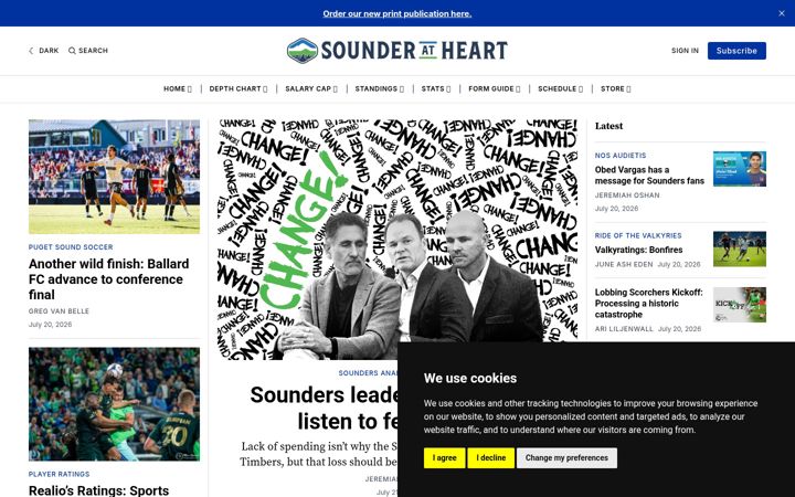 Screenshot of sounderatheart.com