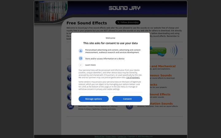 Screenshot ta' soundjay.com