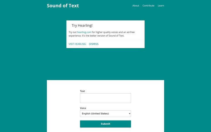 Screenshot of soundoftext.com