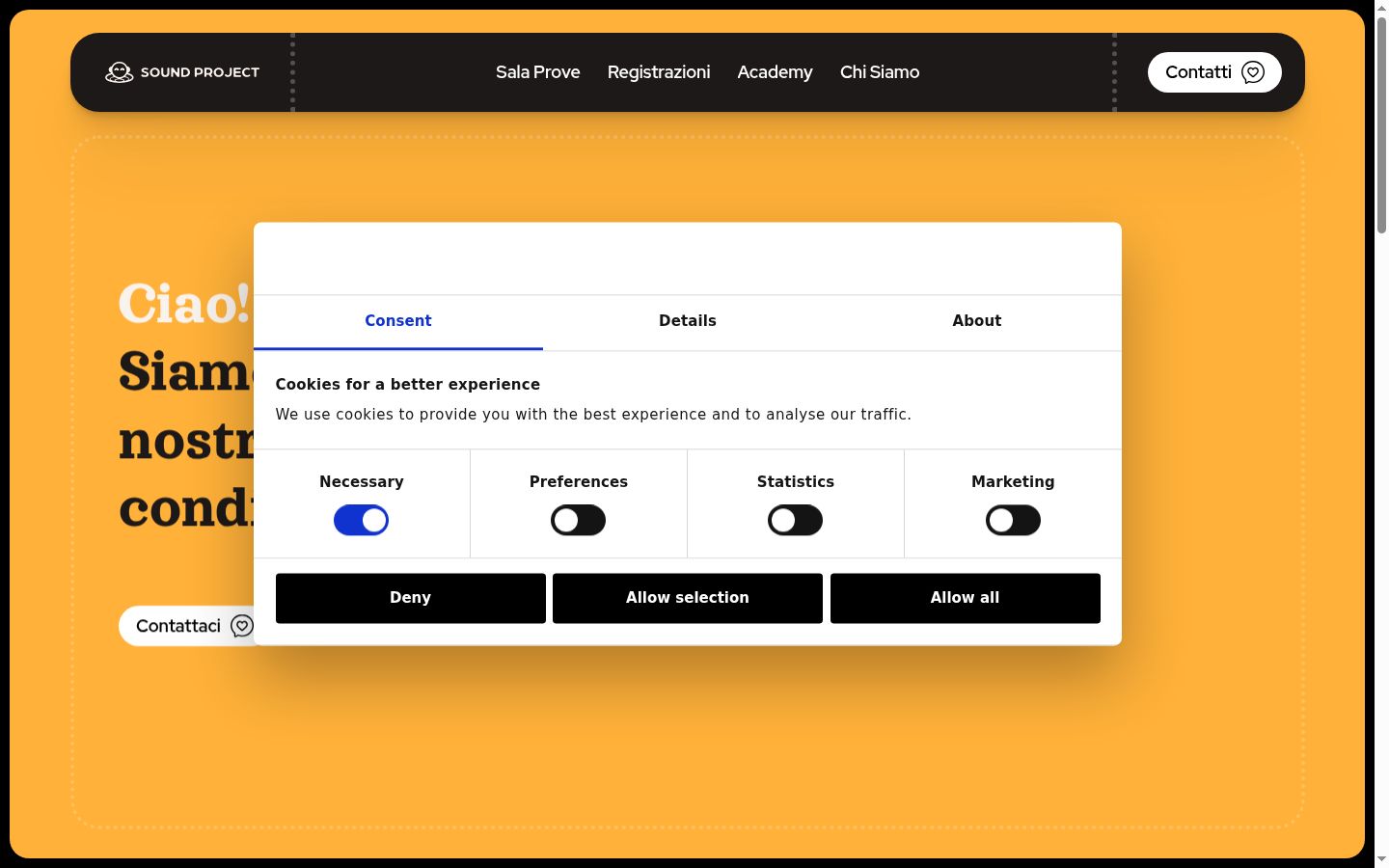 Screenshot of the consent banner shown before any interaction