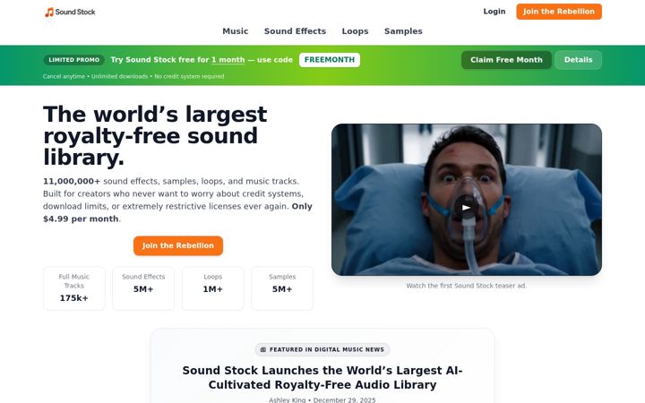 Screenshot of soundstock.com