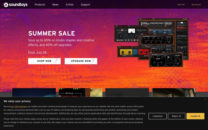 Skærmbillede af soundtoys.com