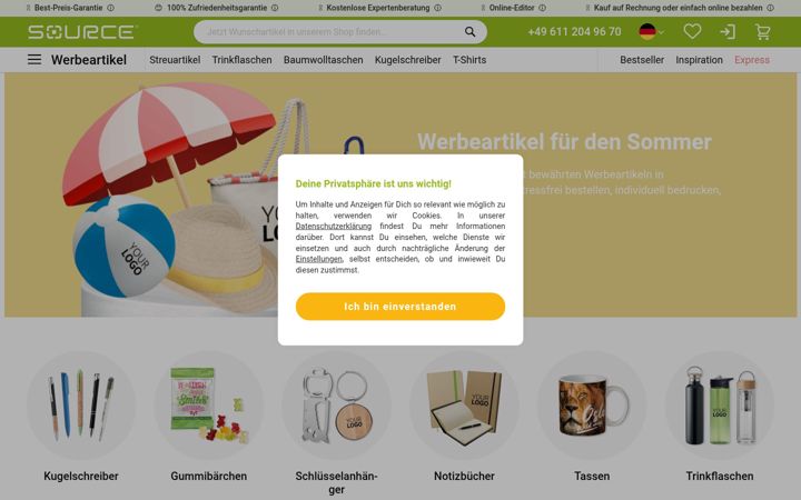 Screenshot of source-werbeartikel.com